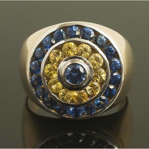 Yellow & Blue Sapphire Gold Ring