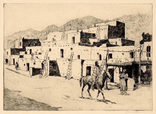 Edward Borein (1872-1945) A Street in Taos