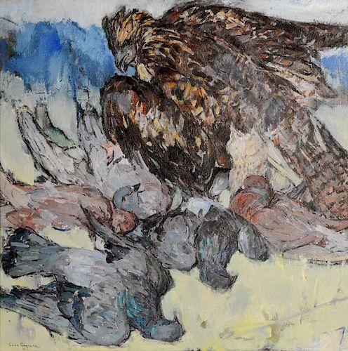 Leon Gaspard (1882-1964) Eagle and Pigeons