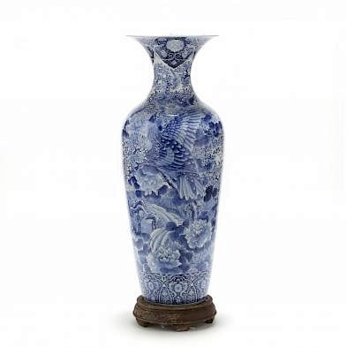 Japanese Arita Blue and White Floor Vase