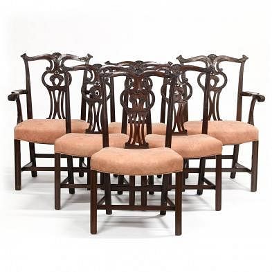 Set of Six Chippendale Style Dining Chairs