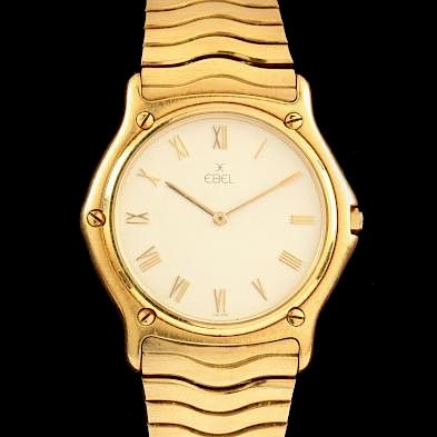 Gent's 18KT Gold Classic Wave Watch, Ebel