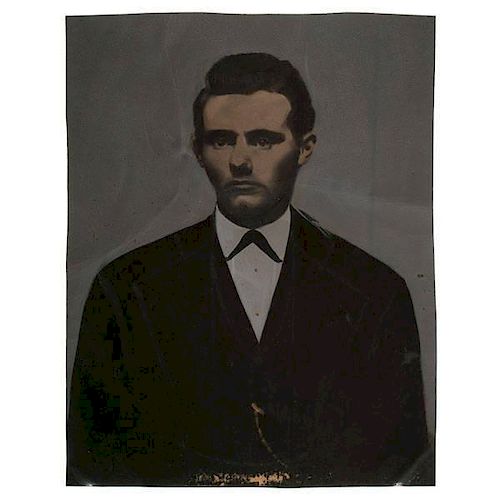 Jesse James, Full Plate, Hand-Colored Tintype, Ca 1869-1870s, Plus 