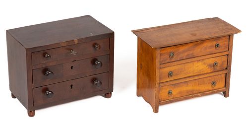 AMERICAN MINIATURE CHEST OF DRAWERS, LOT OF TWO