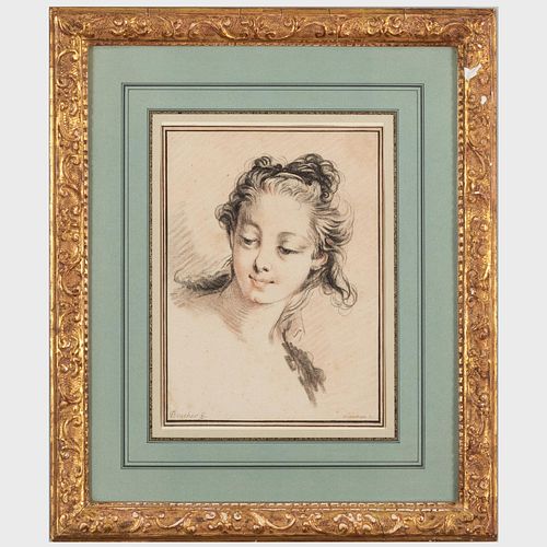 Gilles Demarteau (1722-1776), After Boucher: Head of a Young Woman
