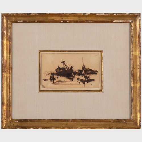 Richard Parkes Bonington (1801-1828): Harbor Scene