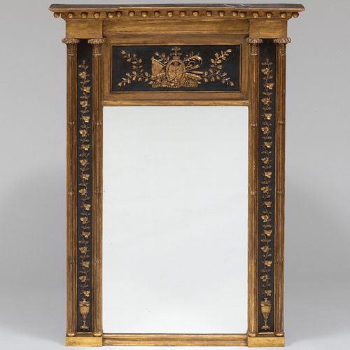 George III Giltwood and Ebonized Mirror