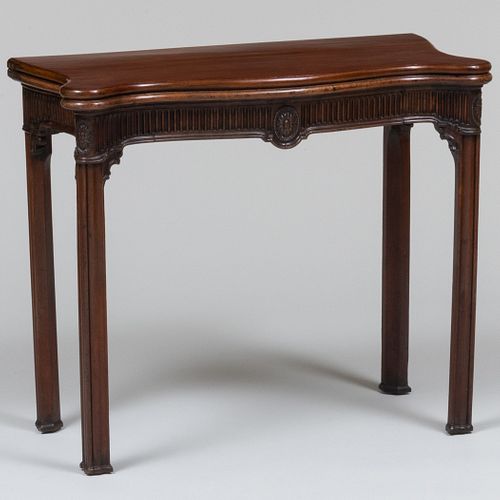 George III Carved Mahogany Serpentine-Front Games Table