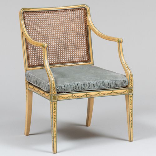 George III Painted and Caned Armchair