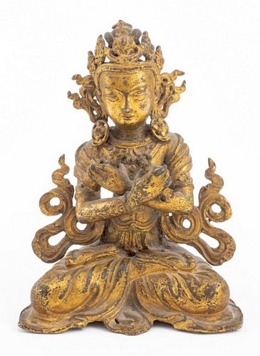 Tibetan Gilt Bronze Vajrasattva Sculpture