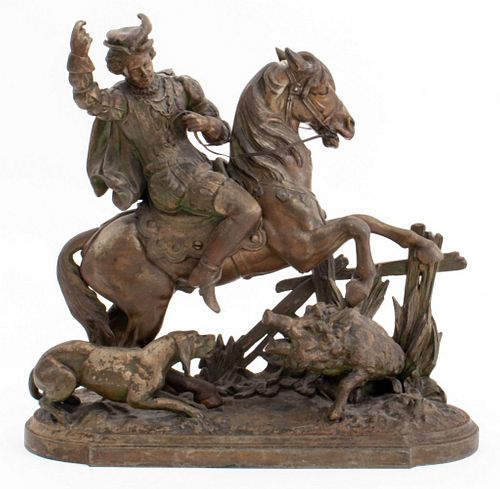 Louis Philippe Bronze of A Boar Hunt, ca. 1840