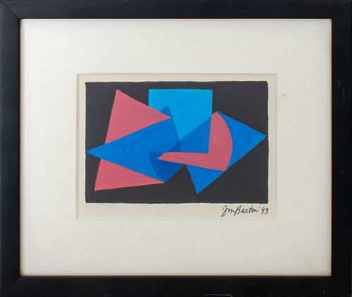 John Murray Barton Cubist Composition Oil on Paper