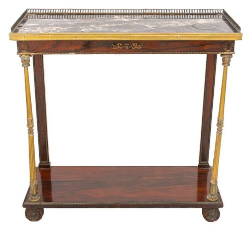 Louis XVI Style Mahogany & Brass Console Table