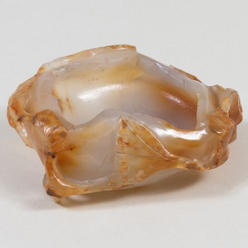 Chinese Carved Agate Peach Form Brush Washer