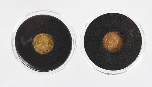 Two Spain 1/2 Escudo Gold Coins, 1770 and 1772