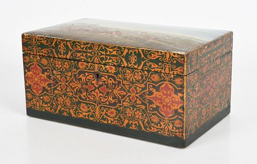 A Hand Painted English Humidor, Hunt Interest