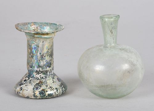 Two Ancient Roman Glass Bottles