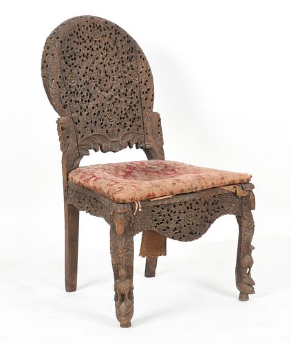 Anglo-Indian Carved Hardwood Side Chair