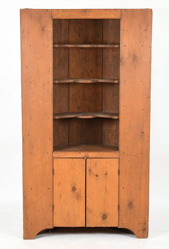 American Country Pine One-Part Corner Cupboard