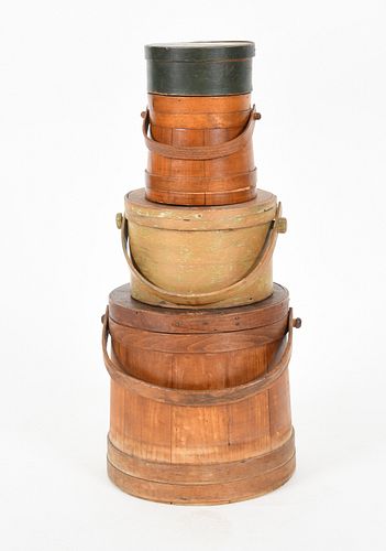 Two Firkins and Two Painted Pantry Boxes