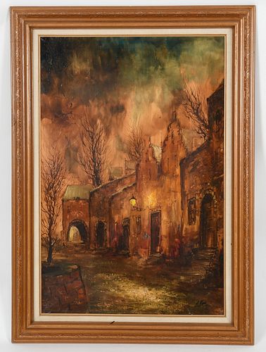 Dutch Street Scene, Oil on Canvas, J. Vos