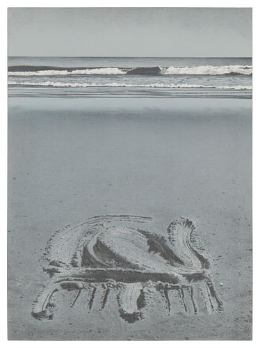 David Ligare, (b. 1945), "Sand Drawing #24," 1973, Lithograph in silver-gray, silver, and black on paper, Image: 20.125" H x 15.125" W; Sheet: 30.125"