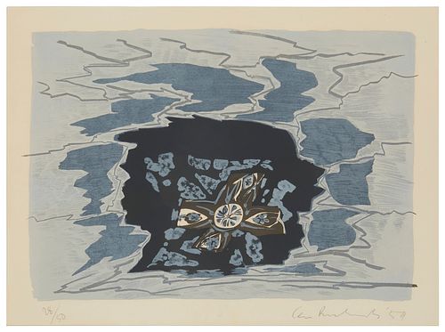 Ceri Richards, (1903-1971), "Cathedrale Engloutie III," From "The Hammerklavier Theme," 1959, Lithograph in colors on paper, Image: 17.75" H x 25.25" 