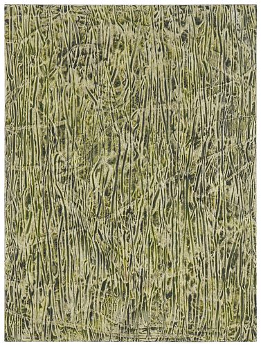 Roger Weik, (b. 1949), "Green Decision," 2004, Mixed media on canvas, 40" H x 30" W