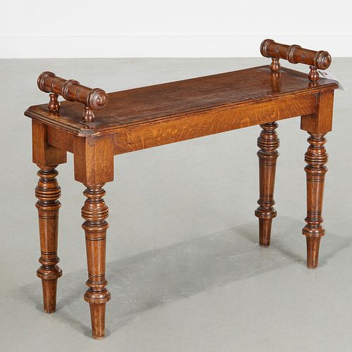 George IV oak hall bench, style of Bullock