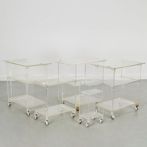 (5) vintage colorless acrylic side tables