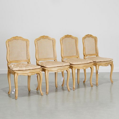 Set (4) Louis XV style caned dining chairs