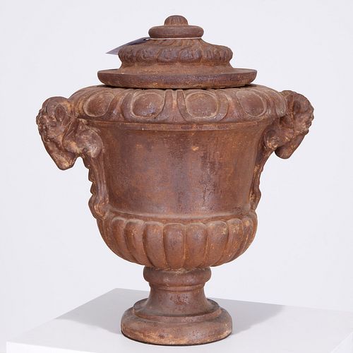Large Neo-Classical style cast iron urn and cover