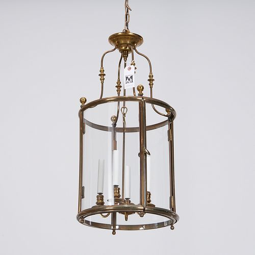 George III style brass and glass hall lantern