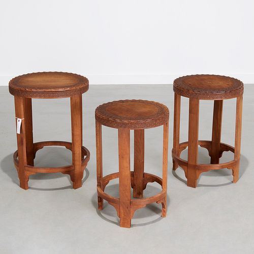 Indian carved walnut stacking tables