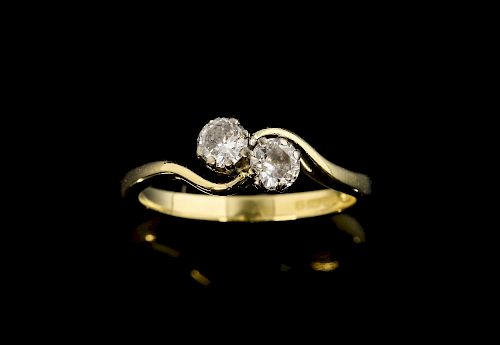 Diamond half eternity diamond ring, set with nine princess cut diamonds in a channel setting. Mounted in 18ct yellow gold. Es