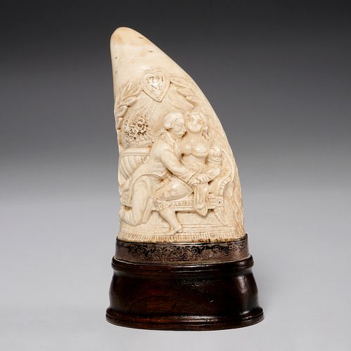 Erotic carved whale's tooth, dated 1791