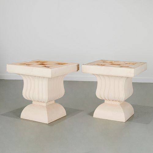 (2) Custom pedestal table bases, Peter Marino