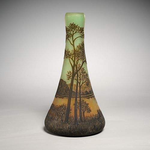 European cameo glass vase, manner of Legras