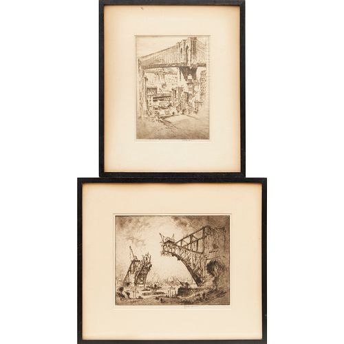 Joseph Pennell, (2) signed etchings