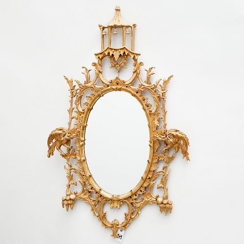 Nice Chinese Chippendale style giltwood mirror