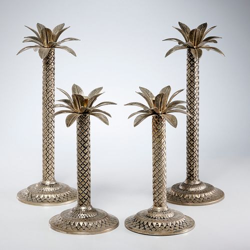 Hollywood Regency style palm tree candlesticks