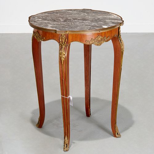 Louis XV style marble top mahogany side table