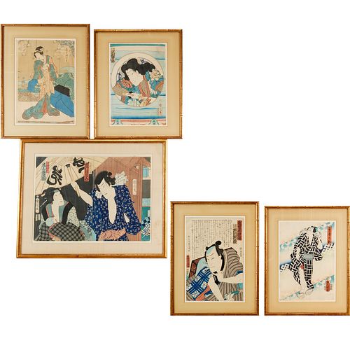 (5) Japanese woodblock prints, 19th c.