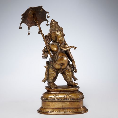 Gilt bronze standing Ganesha