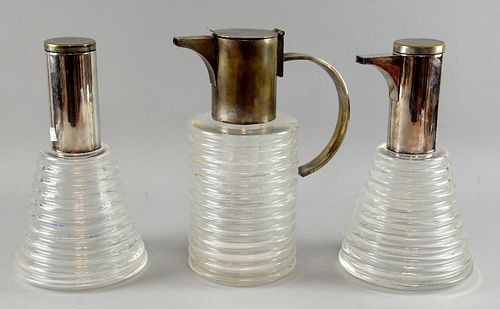 Arnolfo di Cambio Italian glass and Silver plated cocktail set, the tallest jug 30.5 cm