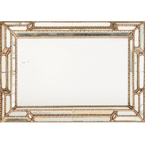 Antique Italian faux bamboo silvered wall mirror