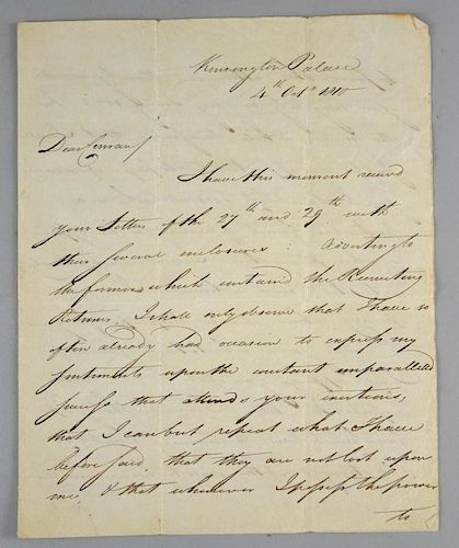 Royal correspondence. A collection 12 hand written letters from Prince Edward, Duke of Kent the fourth son of George III and 