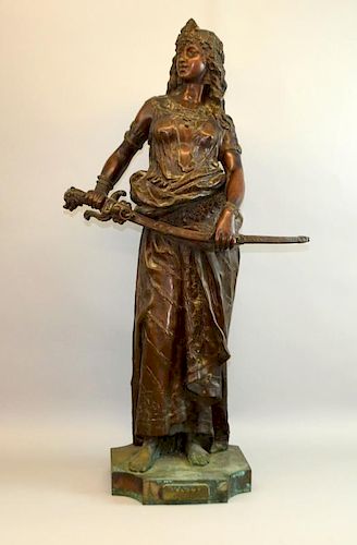 Charles Octave Levy, Salome, patinated bronze, signed on the base and with a plaque on the front, Height 83cm.