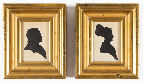 PAIR OF AMERICAN SCHOOL (19TH CENTURY) FOLK ART CUT-AND-PASTED SILHOUETTES