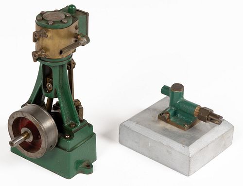 ATTRIBUTED ENGLISH STUART TURNER MODELS MIXED METALS STATIONARY VERTICAL V10 MODEL STEAM ENGINE AND FEED WATER PUMP